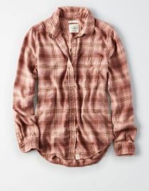 Plaid Boyfriend Shirt Pink at American Eagle